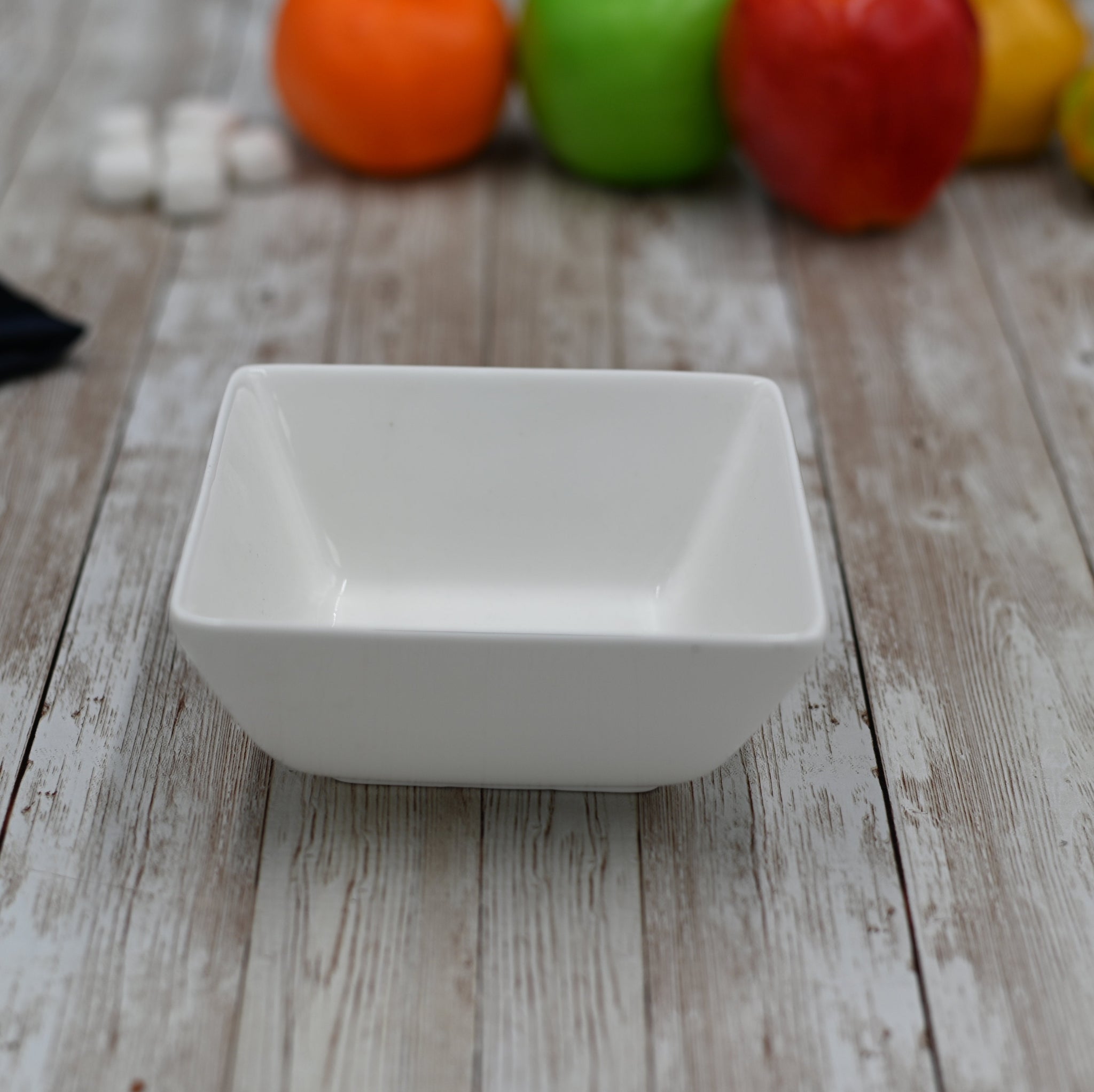 Set Of 6 White Square Snack / Sauce Dish 4.75" inch X 4.5" inch X 2.5" inch |11 Fl Oz by Wilmax Porcelain