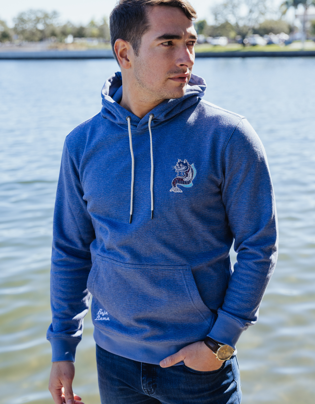 CATFISHED ORGANIC COTTON HOODIE - BLUE by Bajallama