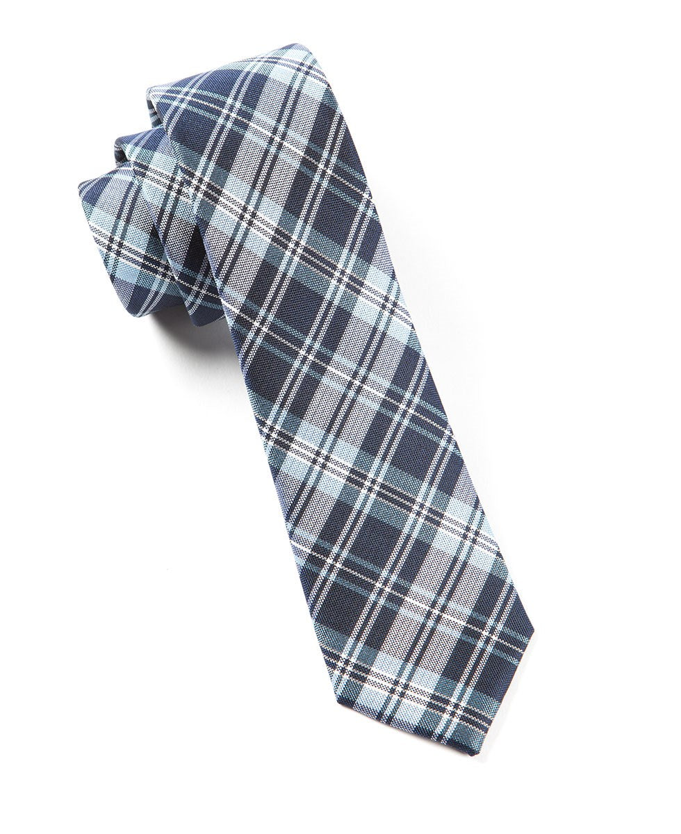Narrative Plaid Navy Tie by Tie Bar