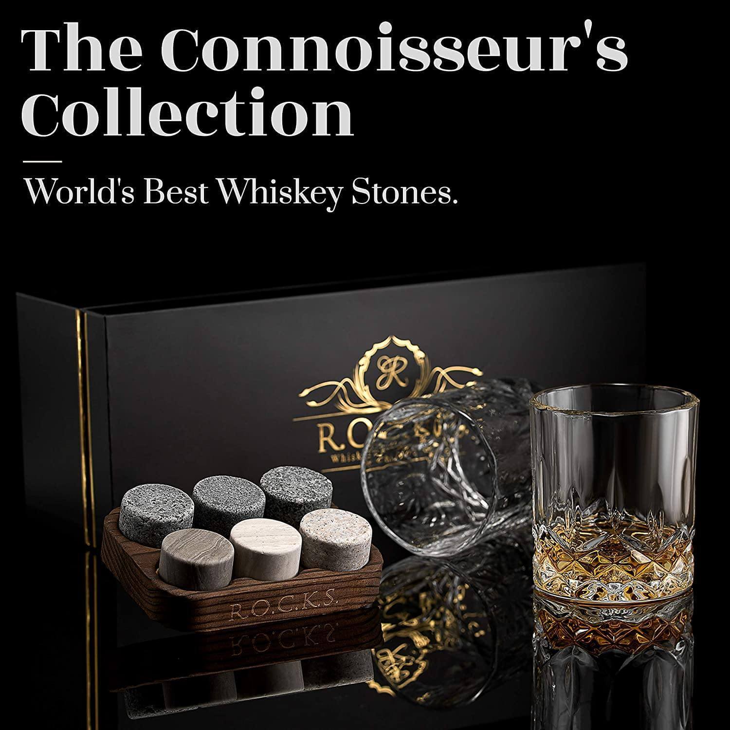 The Connoisseur's Set - Signature Glass Edition by R.O.C.K.S. Whiskey Chilling Stones