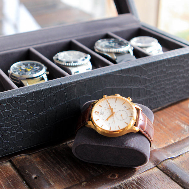 Faux Crocodile Watch Box - 6 Slot by Case Elegance