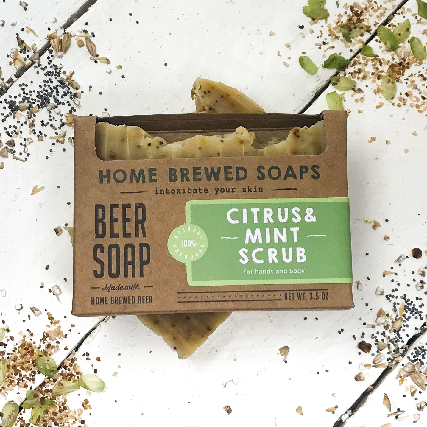Beer Soap - Citrus & Mint Scrub -  Natural Soap - Exfoliating by Home Brewed Soaps
