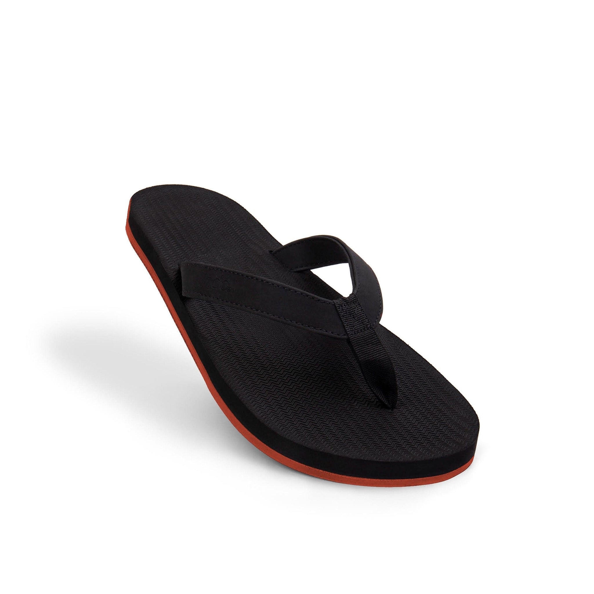 Men’s Flip Flops Sneaker Sole - Black/Orange Sole by Indosole