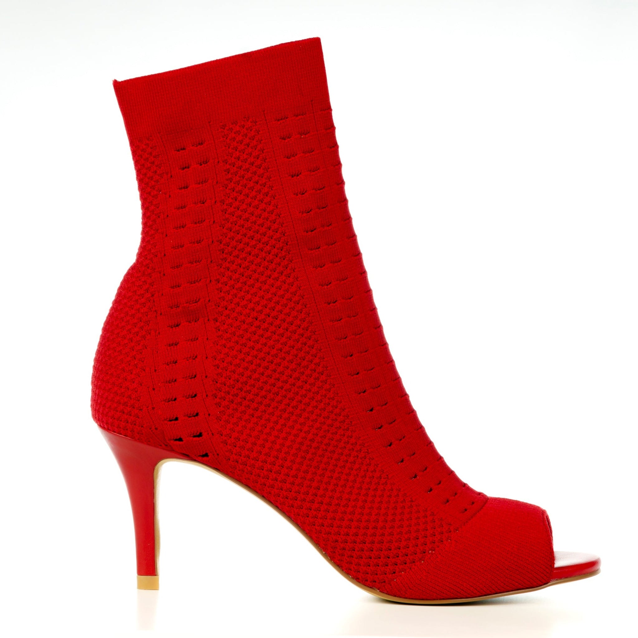 LINA bootie in red knit by Allegra James