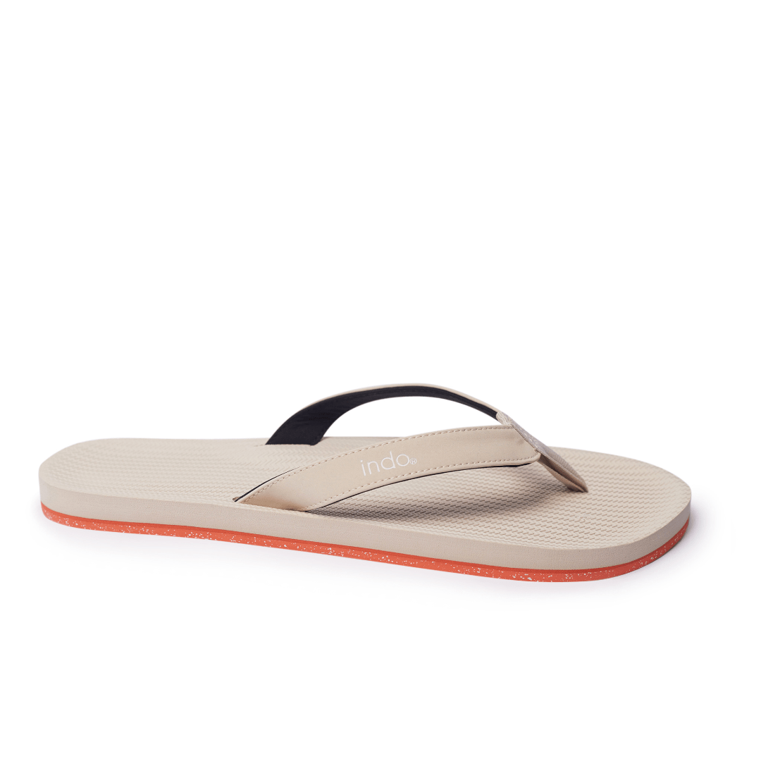 Men’s Flip Flops Sneaker Sole - Sea Salt/Orange Sole by Indosole