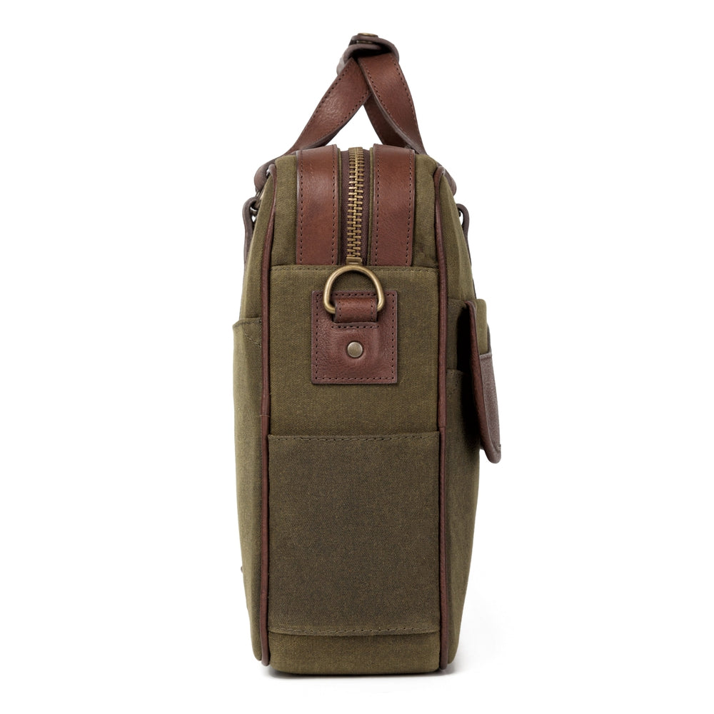 Campaign Waxed Canvas Briefcase by Mission Mercantile Leather Goods