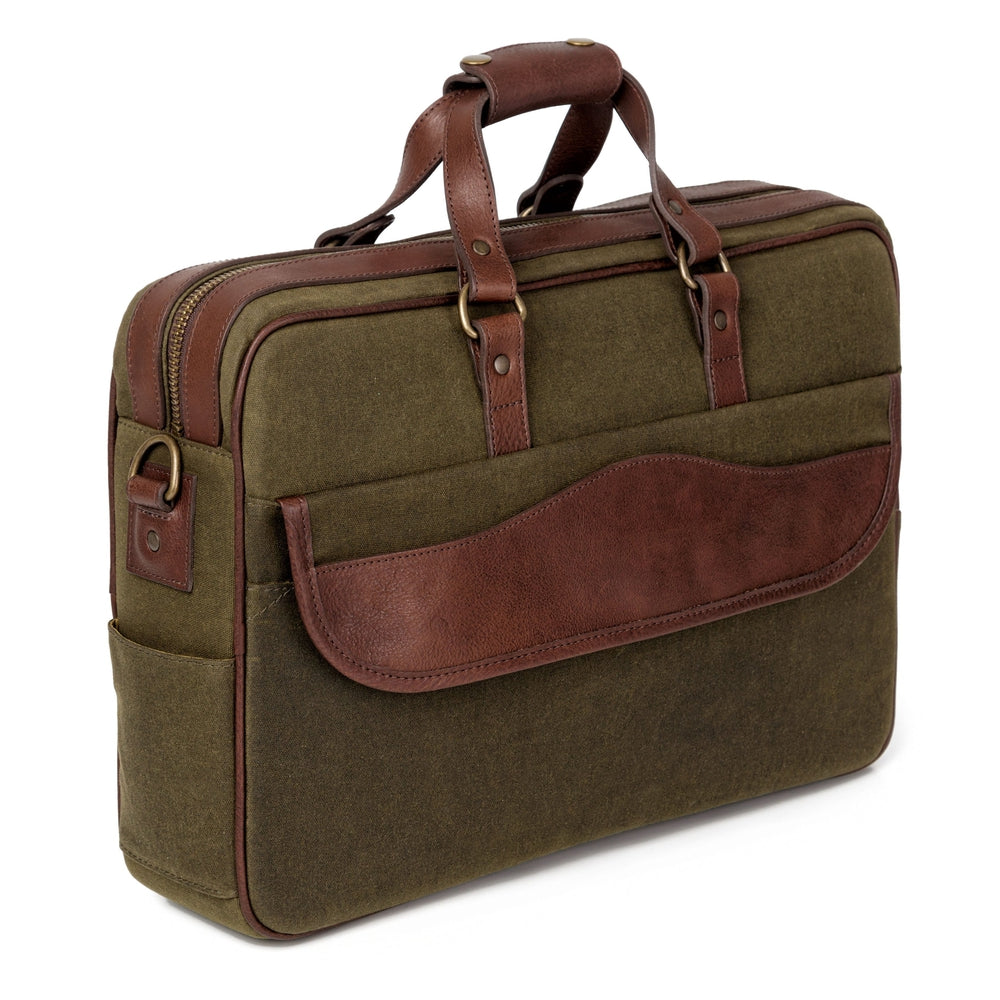 Campaign Waxed Canvas Briefcase by Mission Mercantile Leather Goods