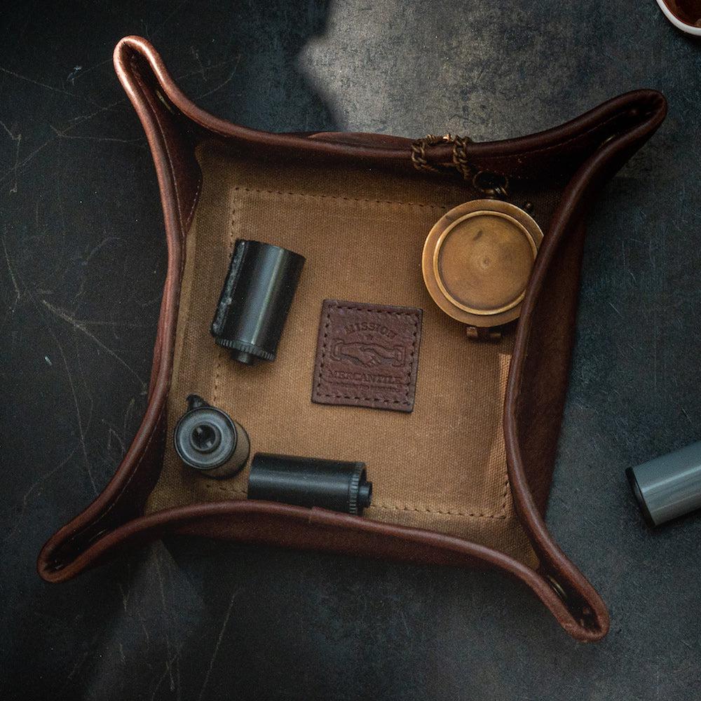 Campaign Waxed Canvas Desk Caddy by Mission Mercantile Leather Goods