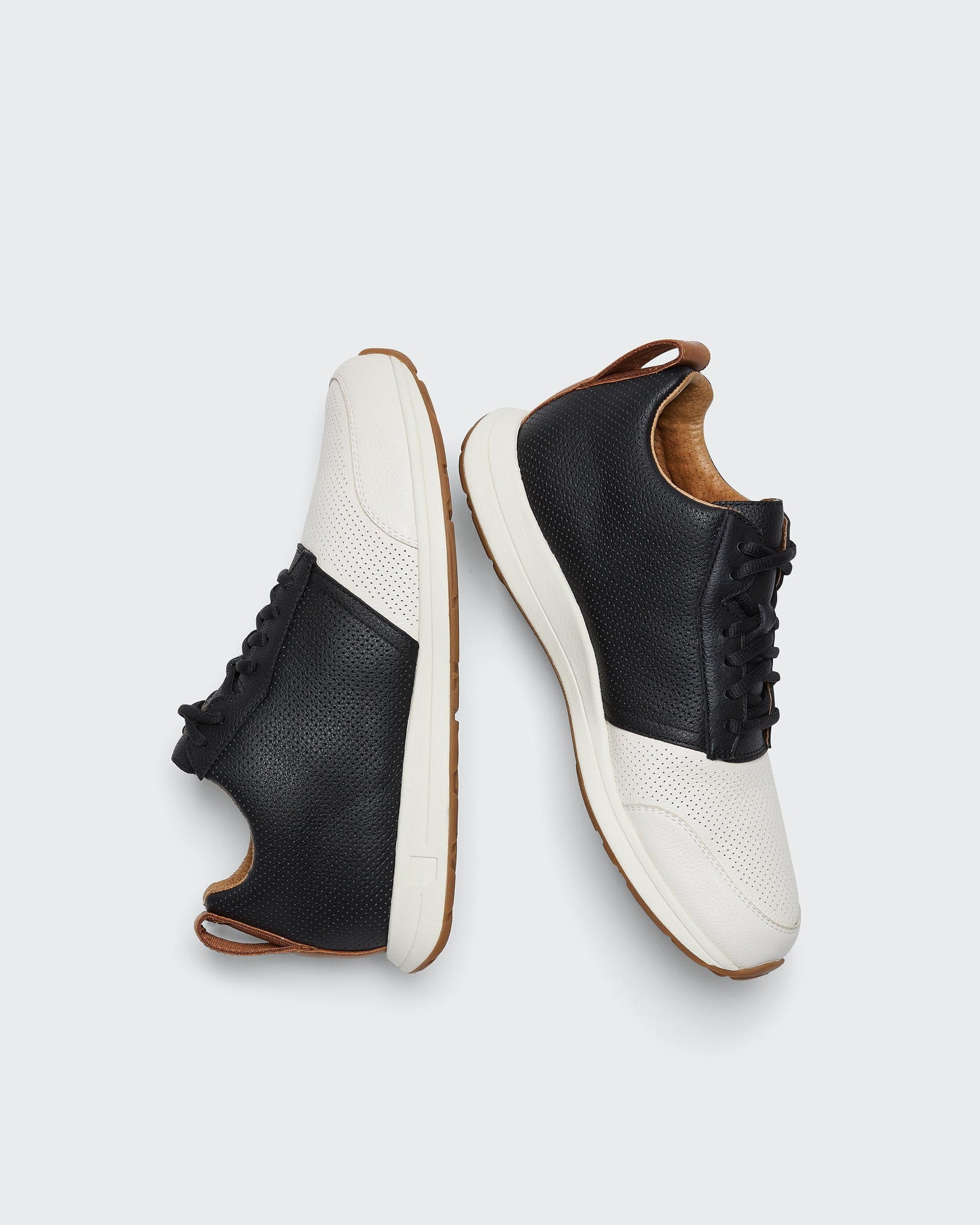 The Henry Mid Trainer / Leather / Black & White by YORK Athletics Mfg.