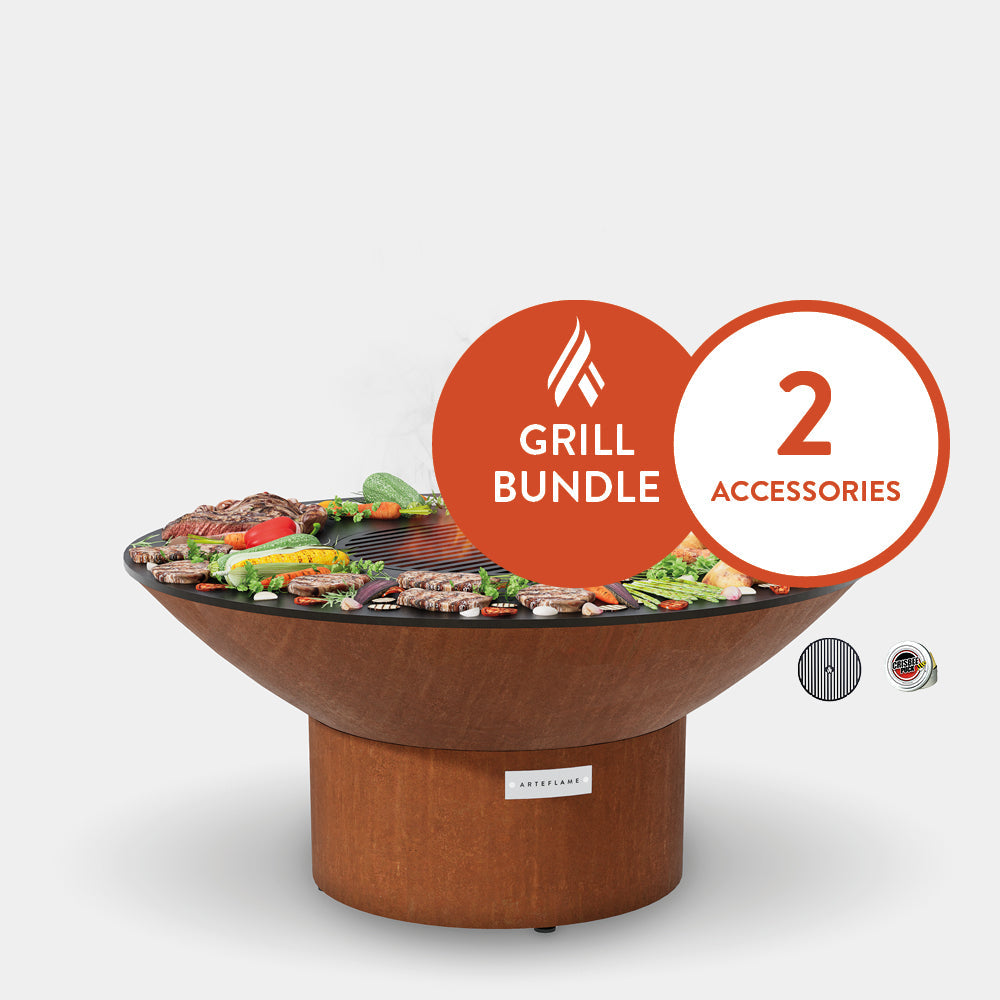 Arteflame Classic 40" Grill with a Low Round Base Starter Bundle With 2 Grilling Accessories. by Arteflame Outdoor Grills