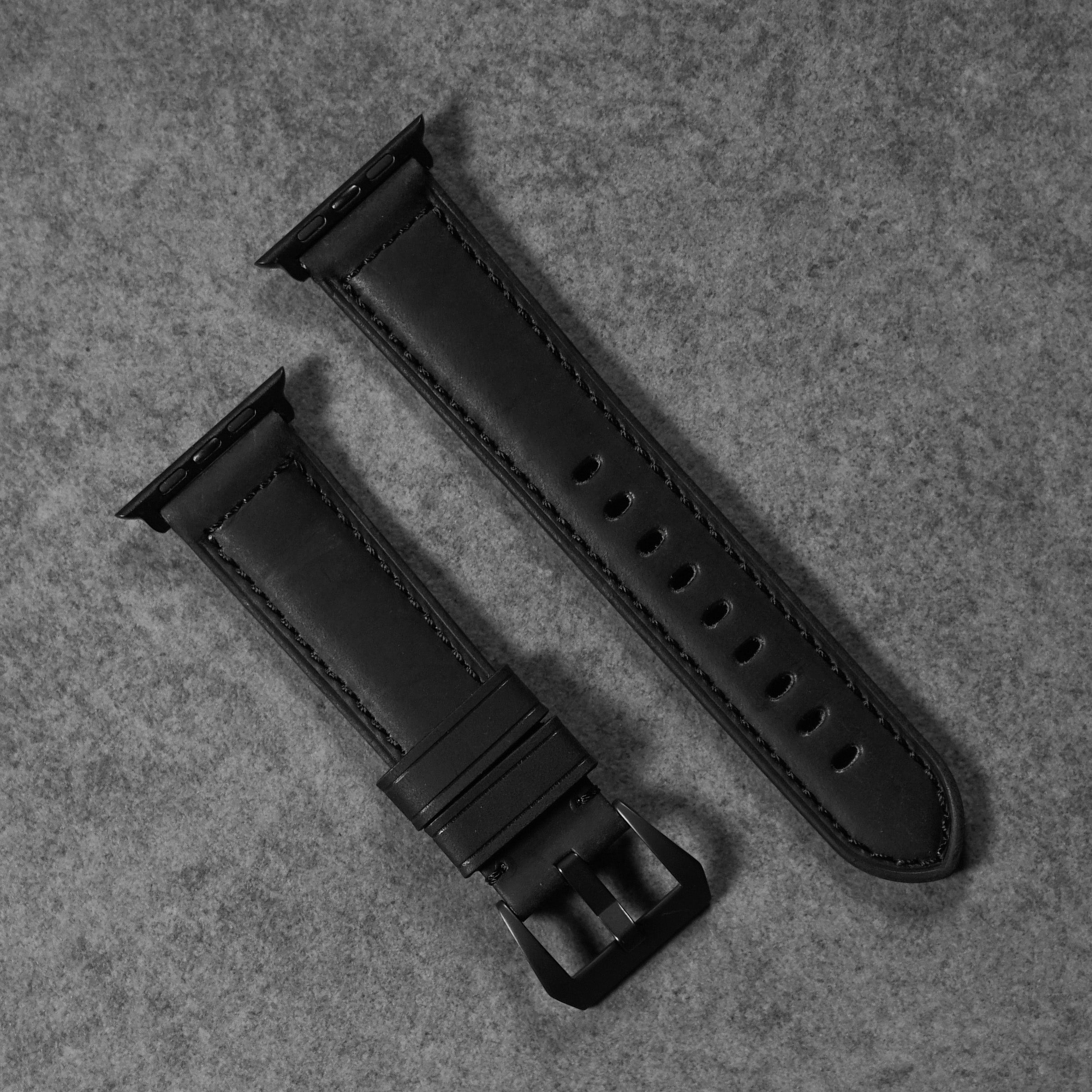 Leather Apple Watch Strap Matte Black by Bullstrap The Gents Store