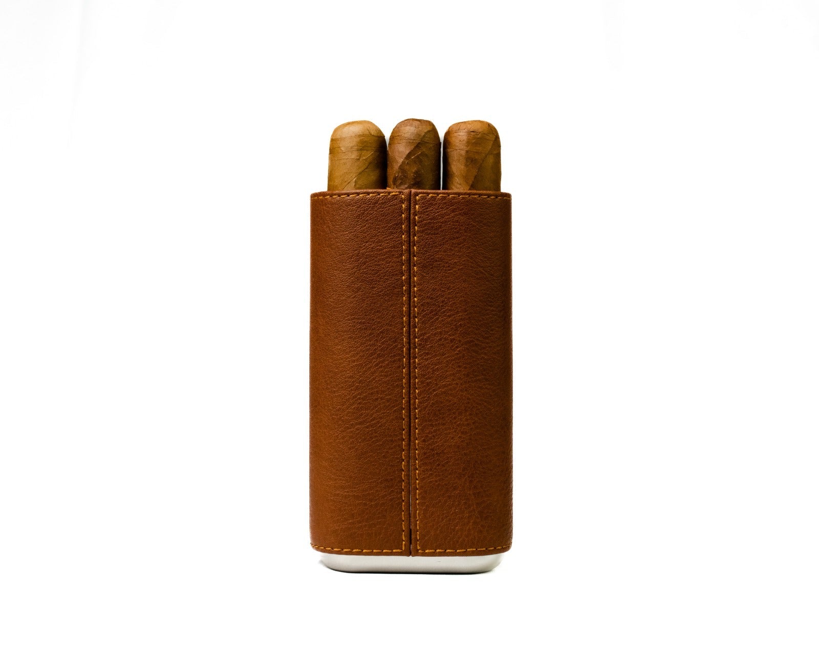 Luxury Brown Leather Cigar Case With Cutter by Vintage Gentlemen