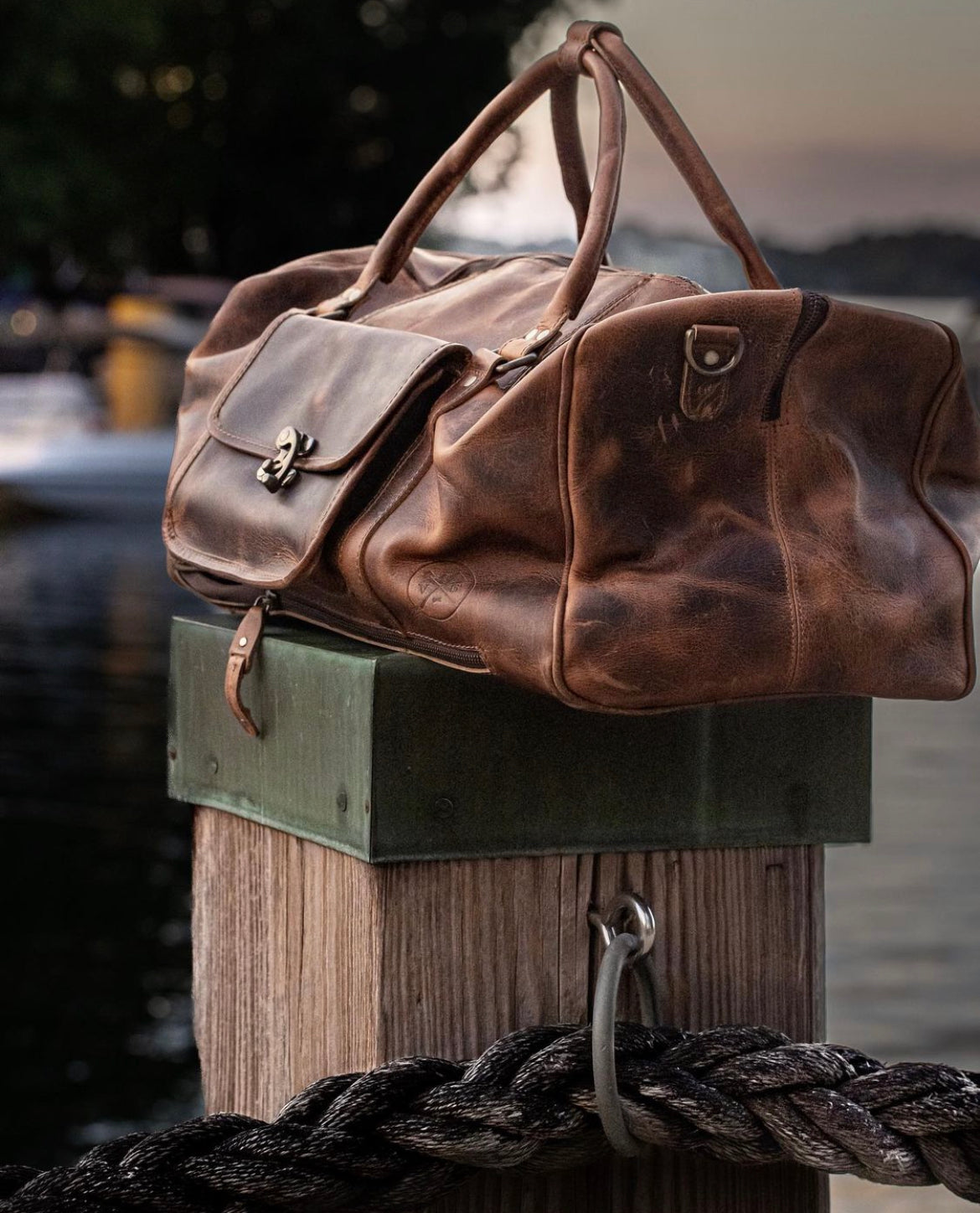 The “Hemingway” Buffalo Leather Duffle Bag [PREORDER] by Vintage Gentlemen