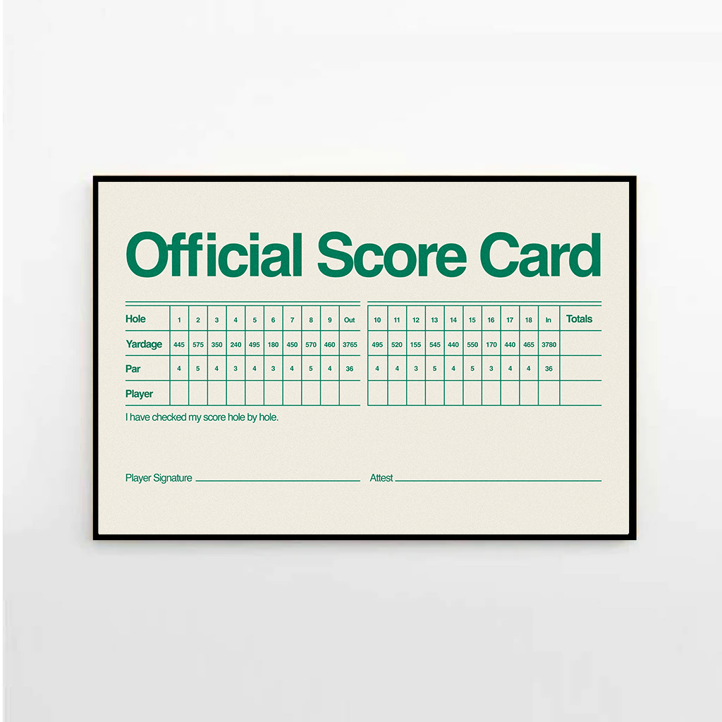 The Masters Score Card by Sandgrain Studio