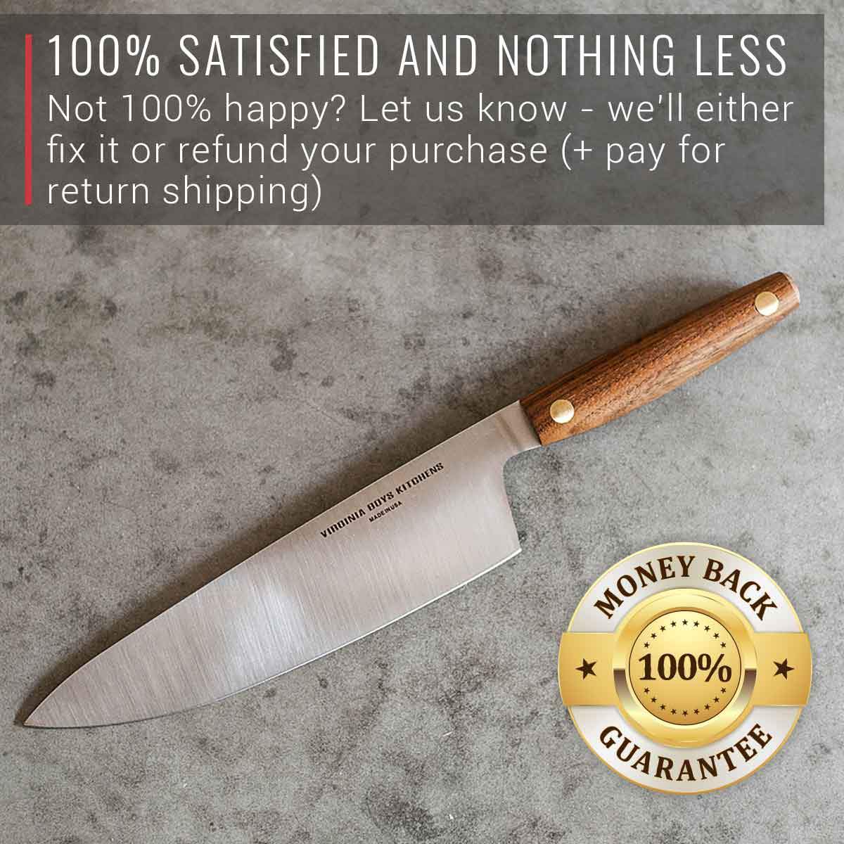 8 Inch Stainless Steel Chef Knife with Walnut Handle by Virginia Boys Kitchens